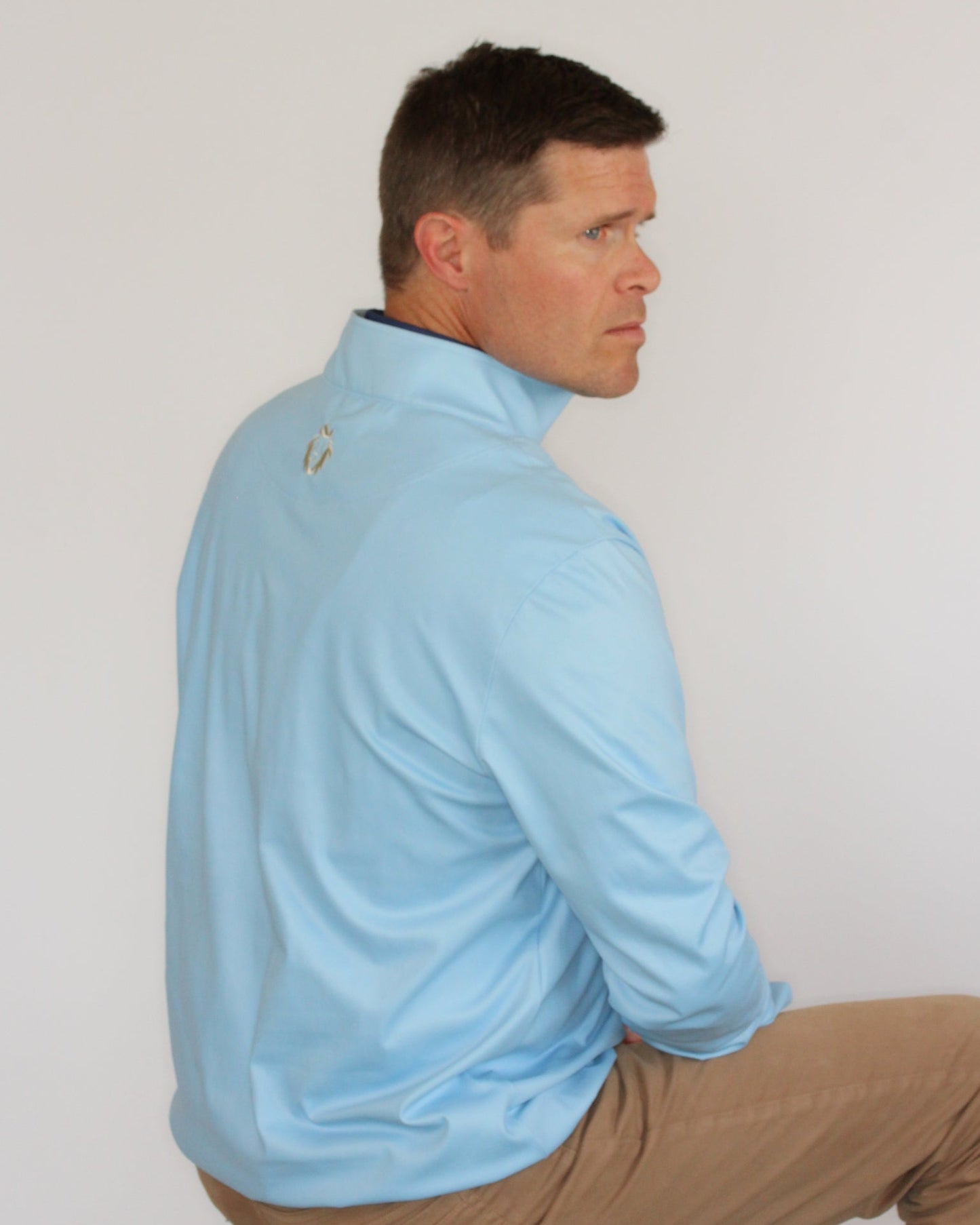 Performance Golf Quarter-Zip in Light Blue