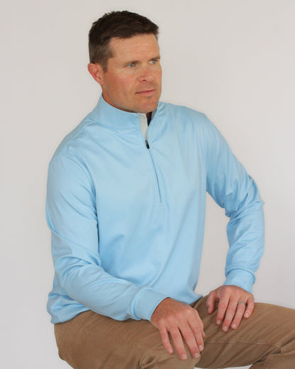 Performance Christian Golf Quarter-Zip in Light Blue