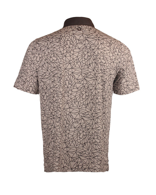 Lionheart Golf Polo in Grey with Lion Mosaic Print