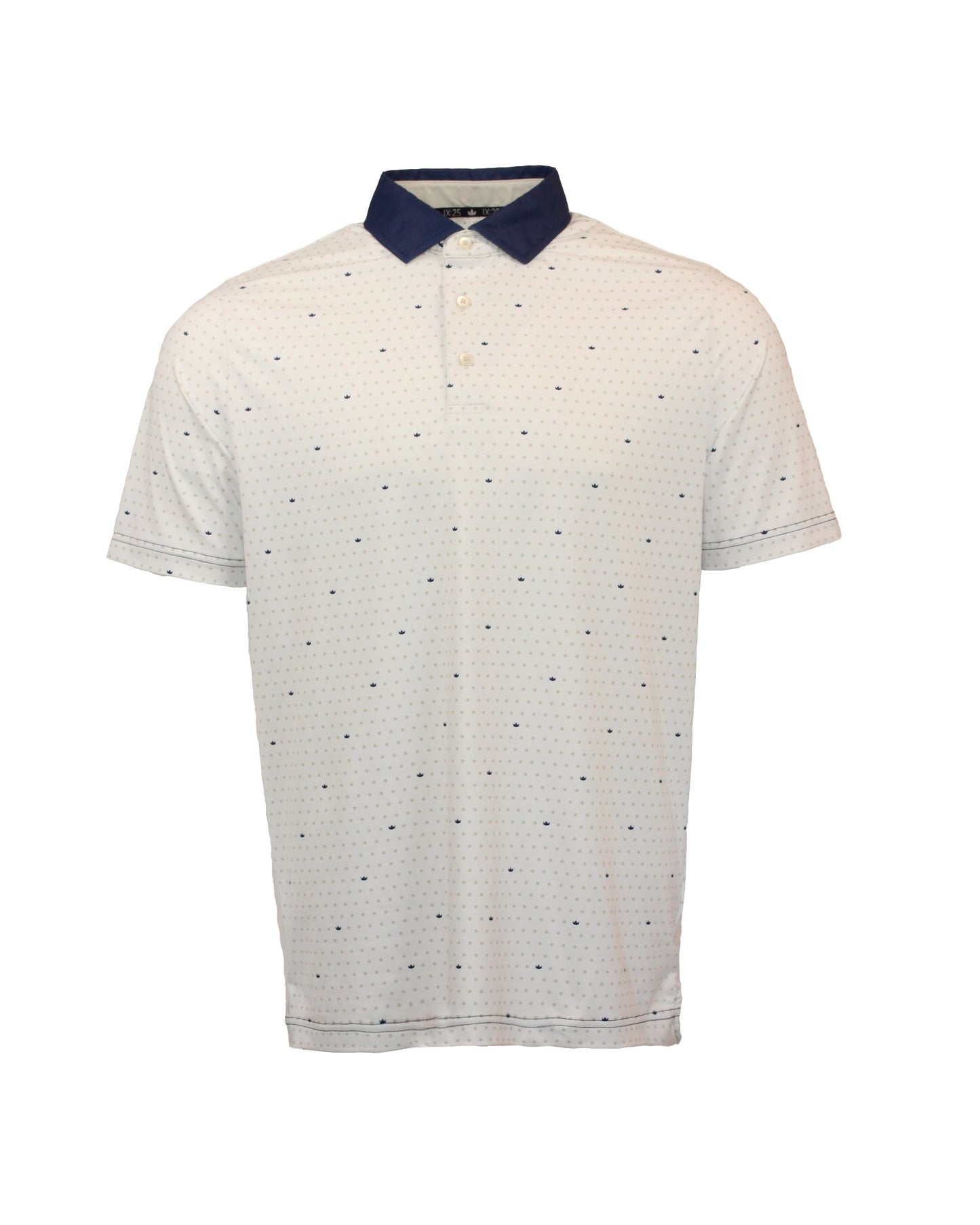Premium Christian Golf Polo with Crown and Polka Dot White