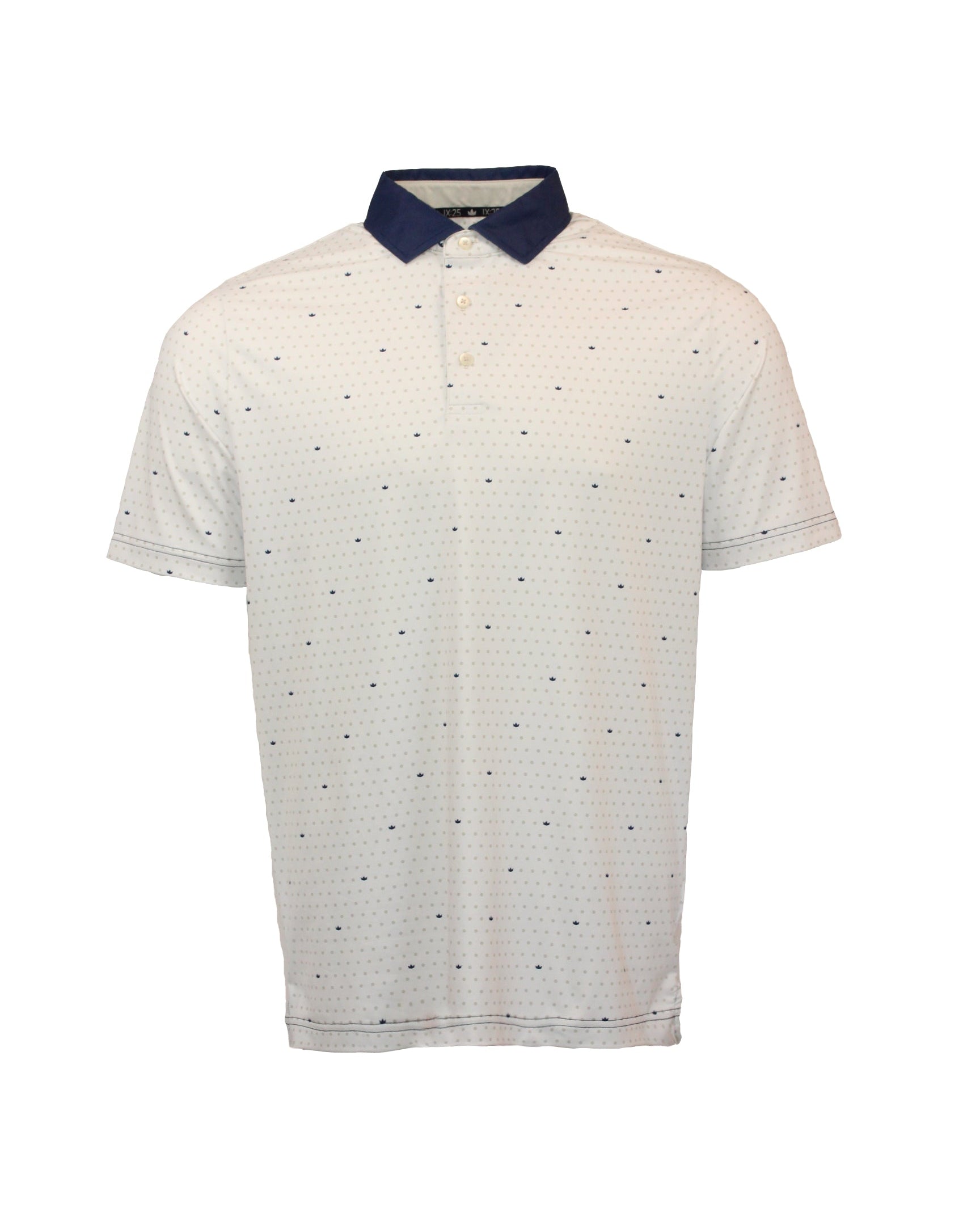 Premium Christian Golf Polo with Crown and Polka Dot White